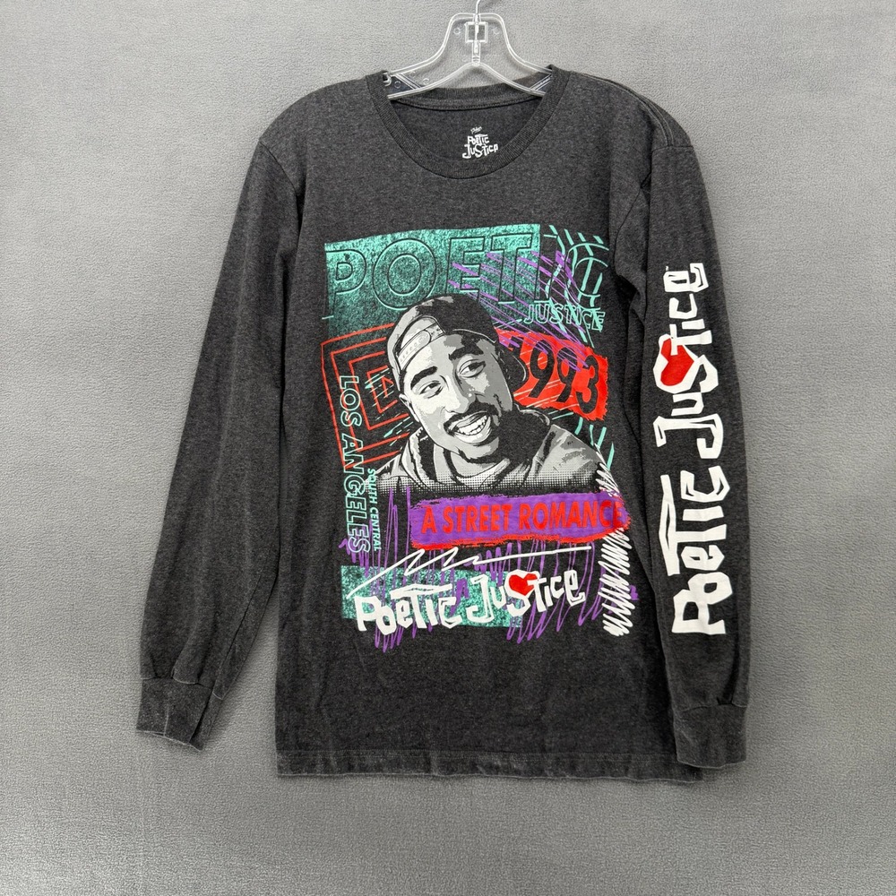 Poetic Justice Tupac Shakur Tee Long Sleeve Graphic Gray Small 1993 Movie Promo